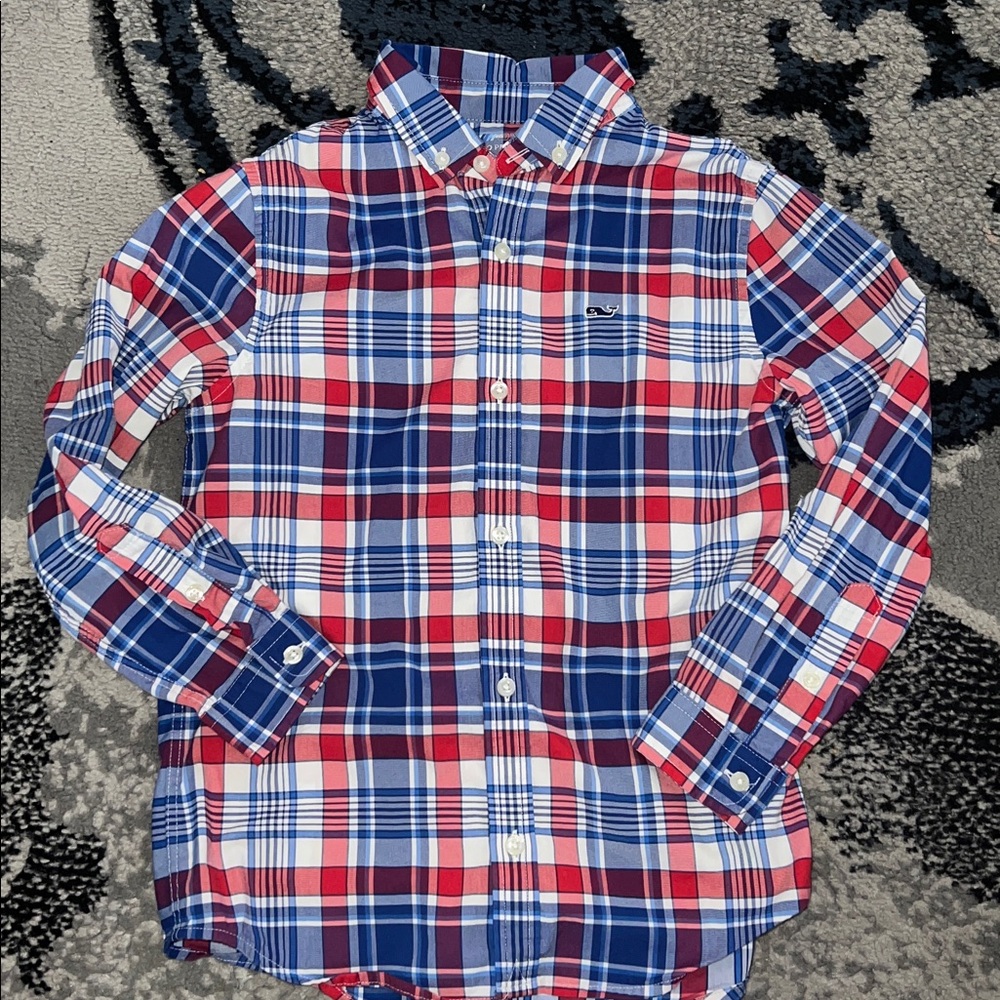 Vineyard Vines Boys On-TheGo Performance Whale Button-Down Shirt- Size 7